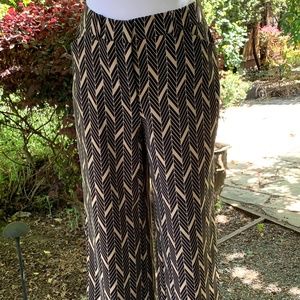 Chico's Black/Tan Chevron Wide Leg Pant Sz 6